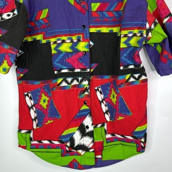 Vintage Red Rover Short Sleeve Button Up Abstract Shirt Size Medium - Picture 3 of 9